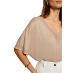 Morgan De Toi Maglia Donna Beige Maniche Corte Scollo V - AbbiMar