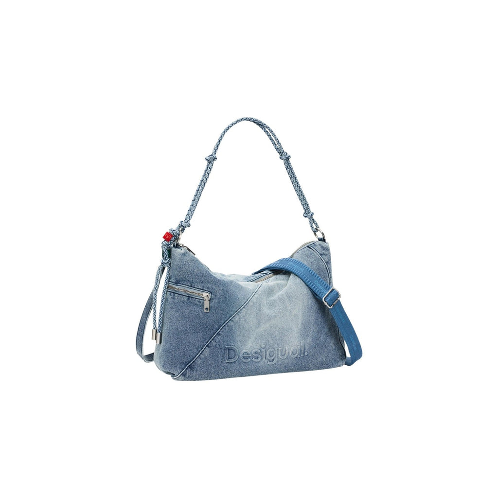 Desigual Borsa Donna Azzurro Poliestere Cerniera Tasche Grande - AbbiMar