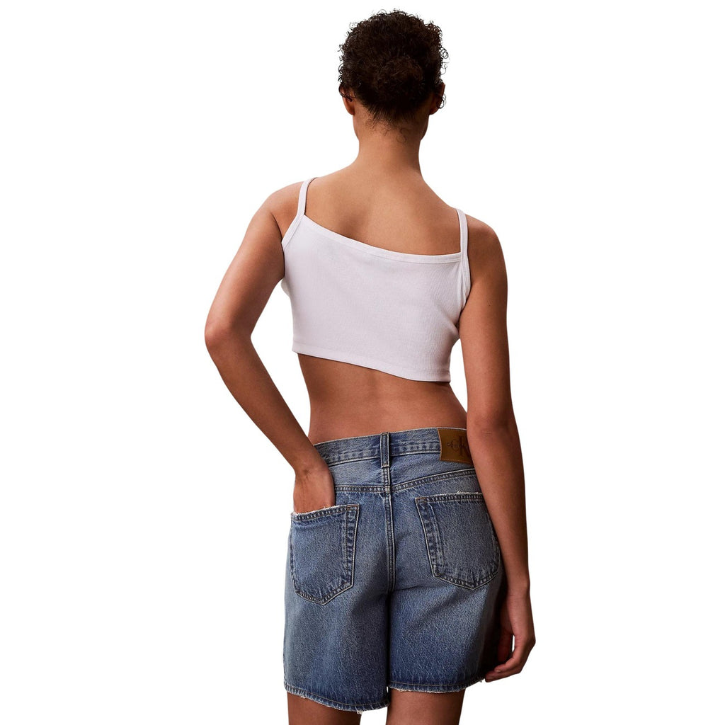 Calvin Klein Jeans Top Donna Bianco Spalline Scollo Quadrato - AbbiMar