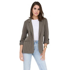 Only Giacca Donna Marrone Maniche 3/4 Bavero Tasche - AbbiMar