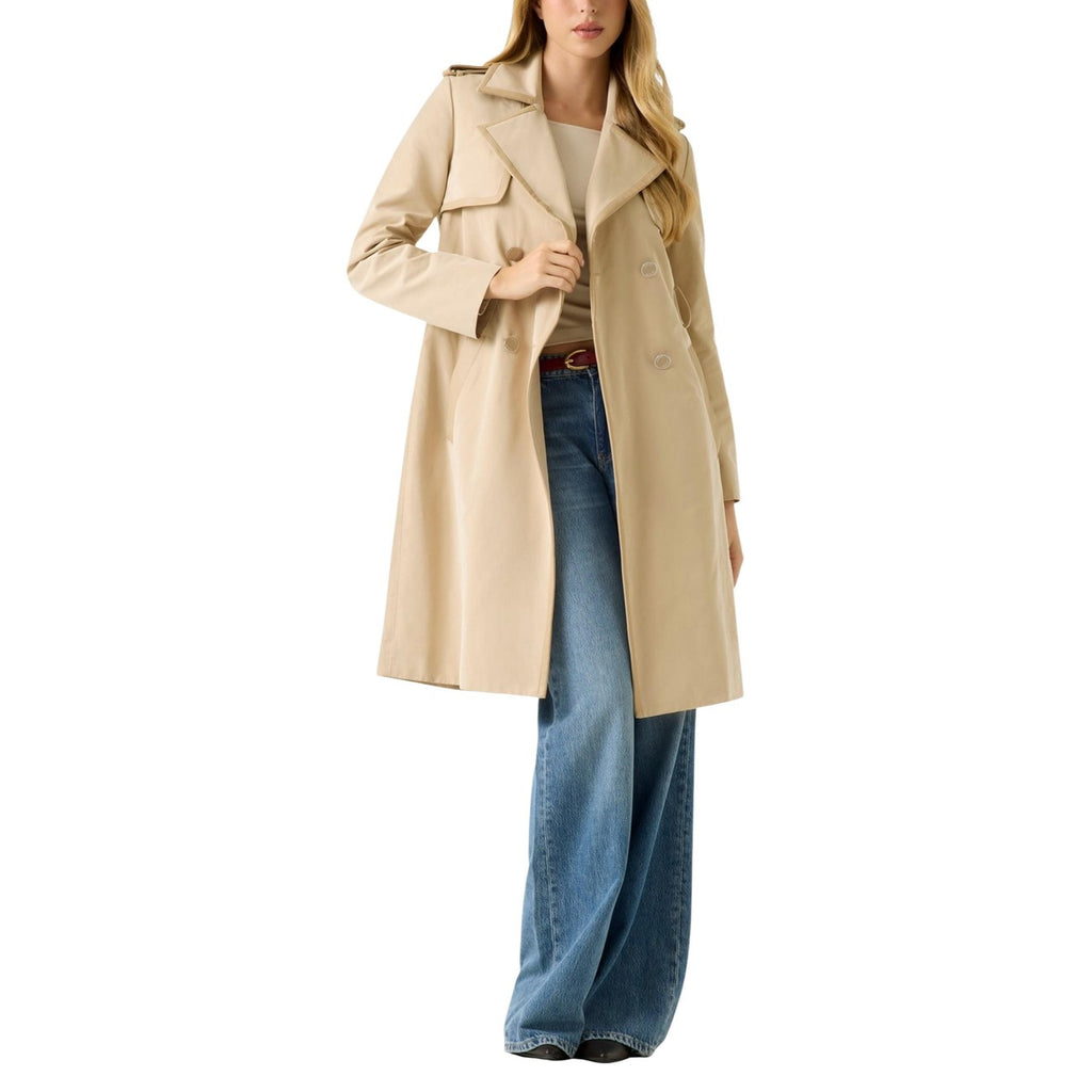 Guess Giacca Donna Beige Bavero con Cintura Maniche Lunghe - AbbiMar