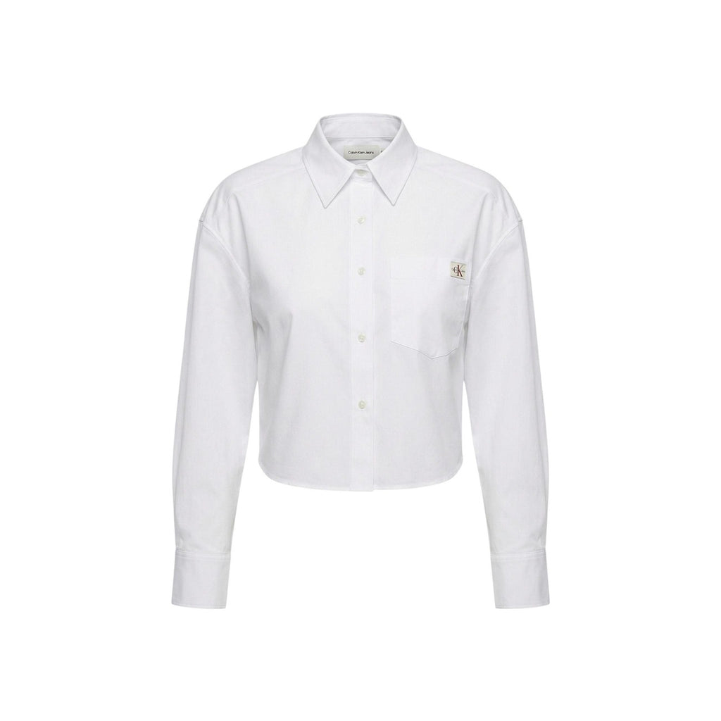 Calvin Klein Jeans Camicia Donna Bianco Cotone Maniche Corte - AbbiMar