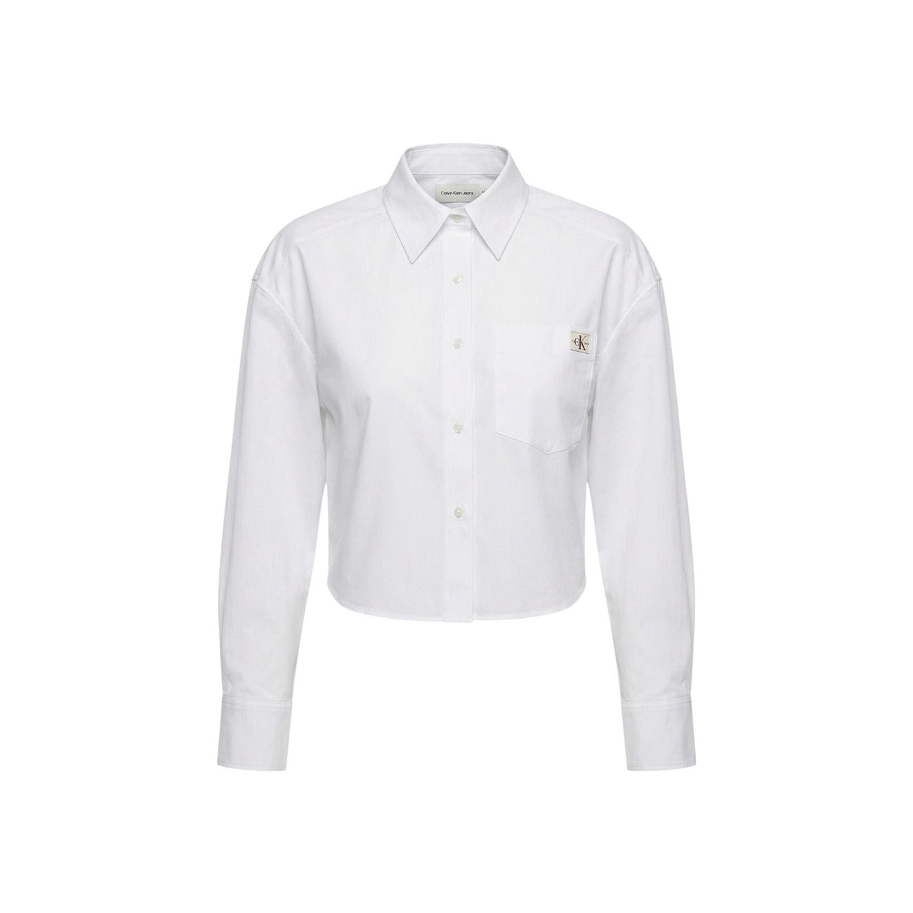 Calvin Klein Jeans Camicia Donna Bianco Cotone Maniche Corte - AbbiMar