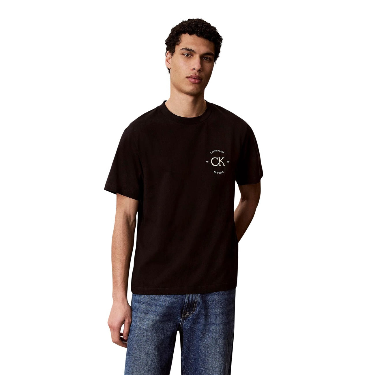 Calvin Klein Jeans T-Shirt Uomo Marrone Stampa Maniche Corte - AbbiMar