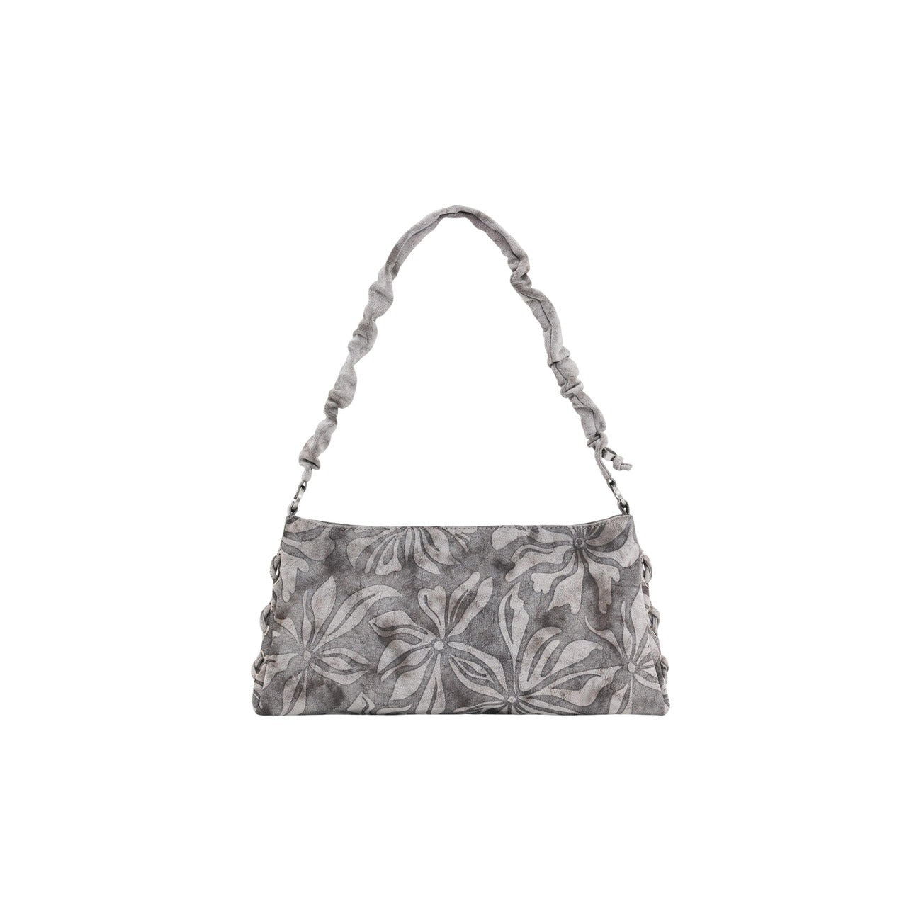 Desigual Borsa Donna Grigio Floreale Cotone Cerniera
