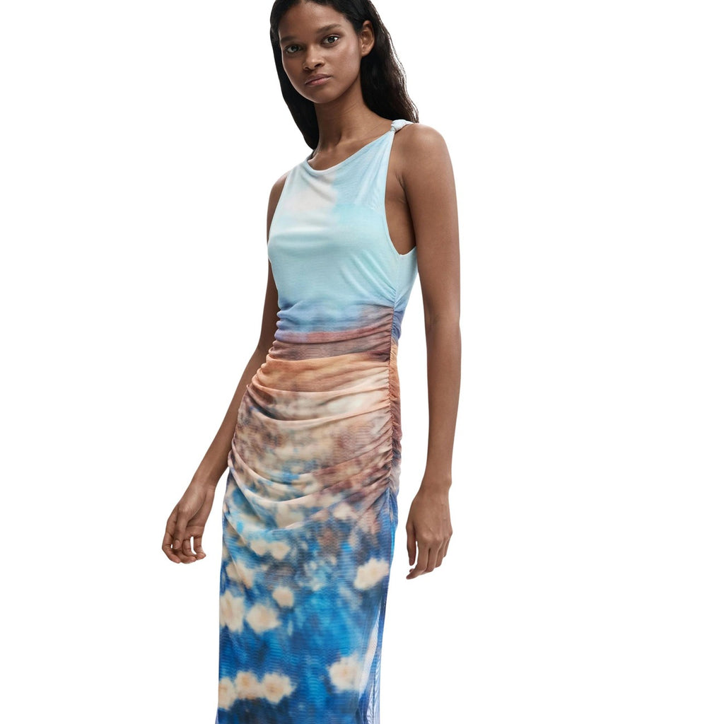 Desigual Abito Donna Azzurro Colorato Smanicato - AbbiMar