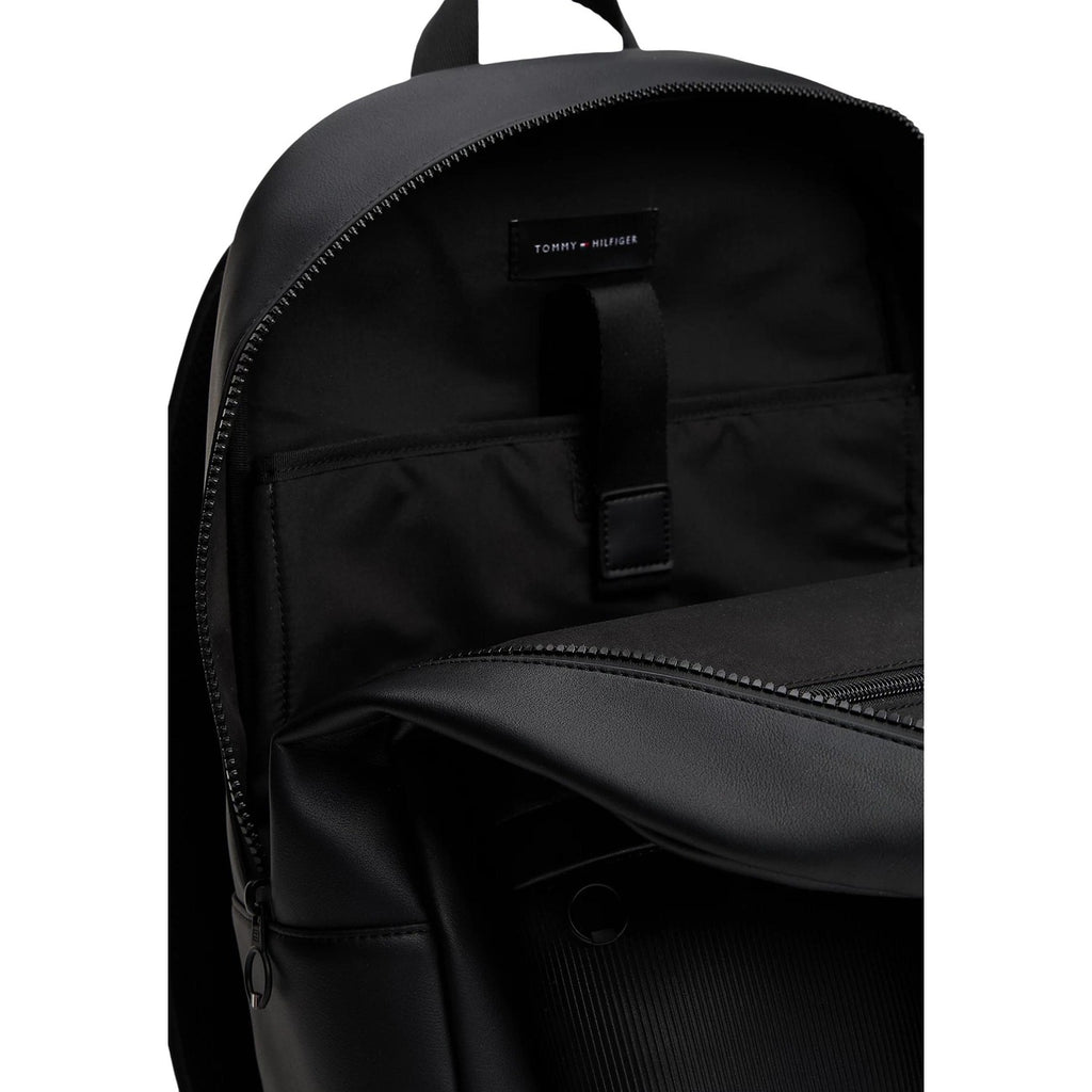 Tommy Hilfiger Zaino Uomo Nero Cerniera Tasche Poliuretano - AbbiMar