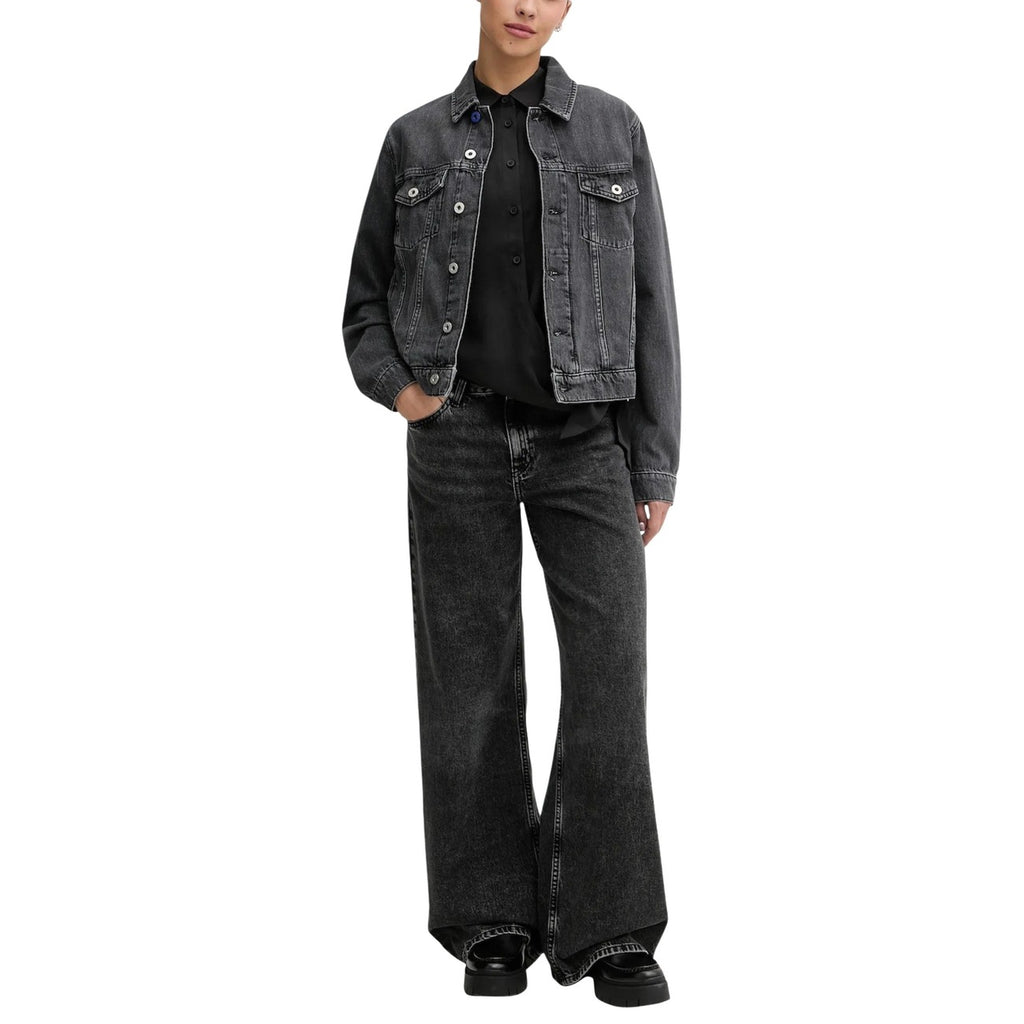 Karl Lagerfeld Jeans Donna Nero Cotone Organico Zip Bottone - AbbiMar