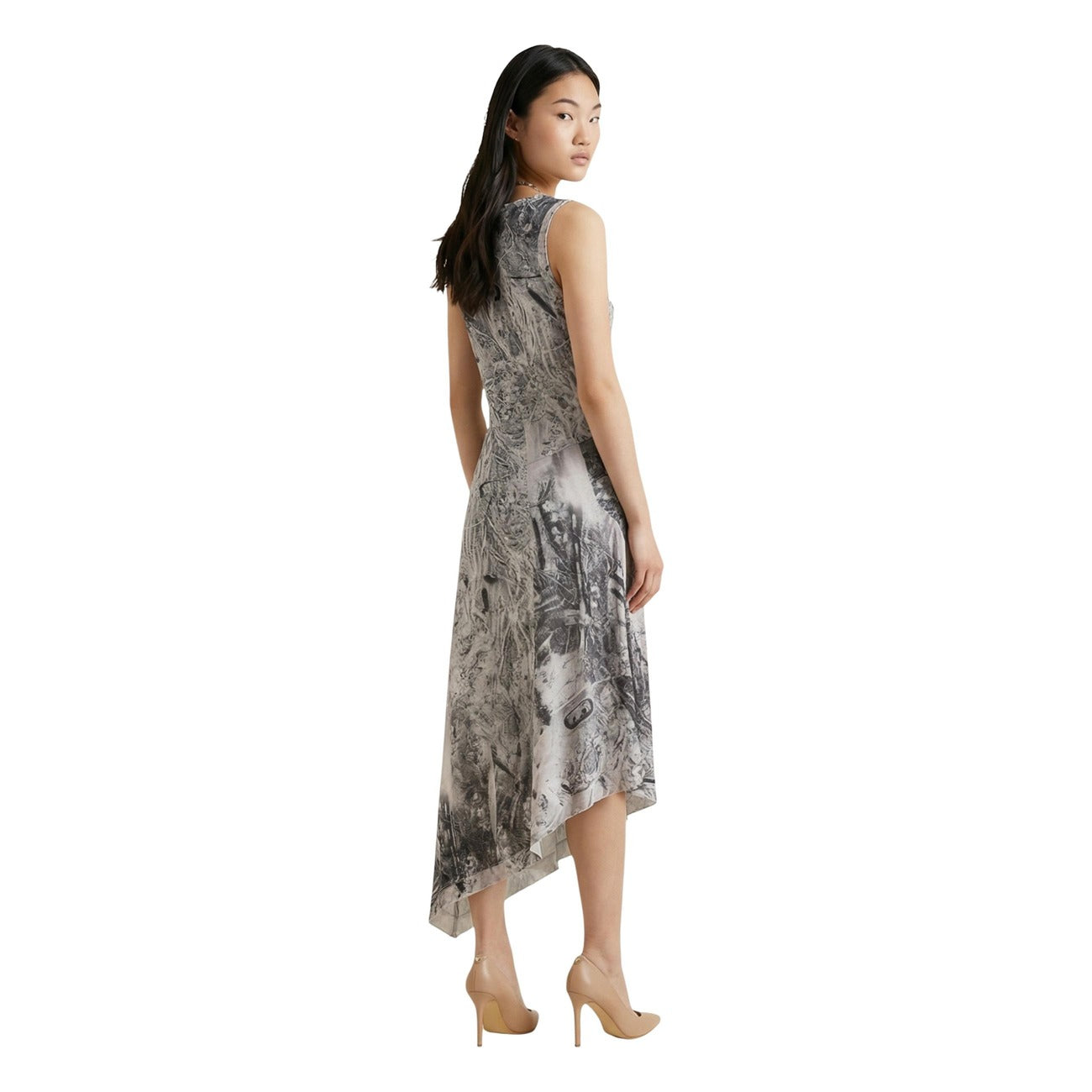 Desigual Abito Donna Grigio Stampa Smanicato - AbbiMar