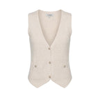 Morgan De Toi Gilet Donna Beige Cotone Smanicato Scollo V - AbbiMar