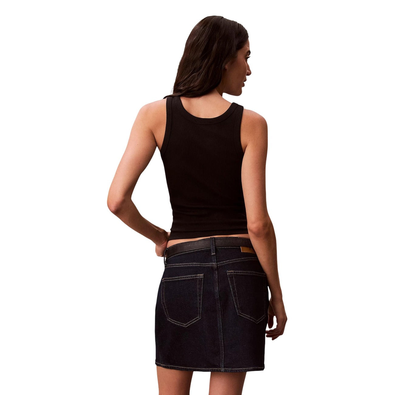 Calvin Klein Jeans Top Donna Nero Stampa Smanicato - AbbiMar