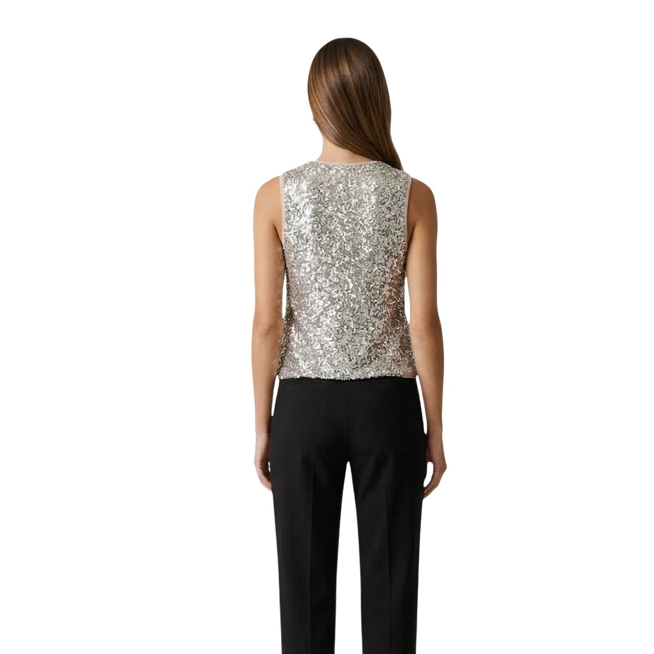 Artigli Top Donna Beige Paillettes Spalline Made in Italy - AbbiMar