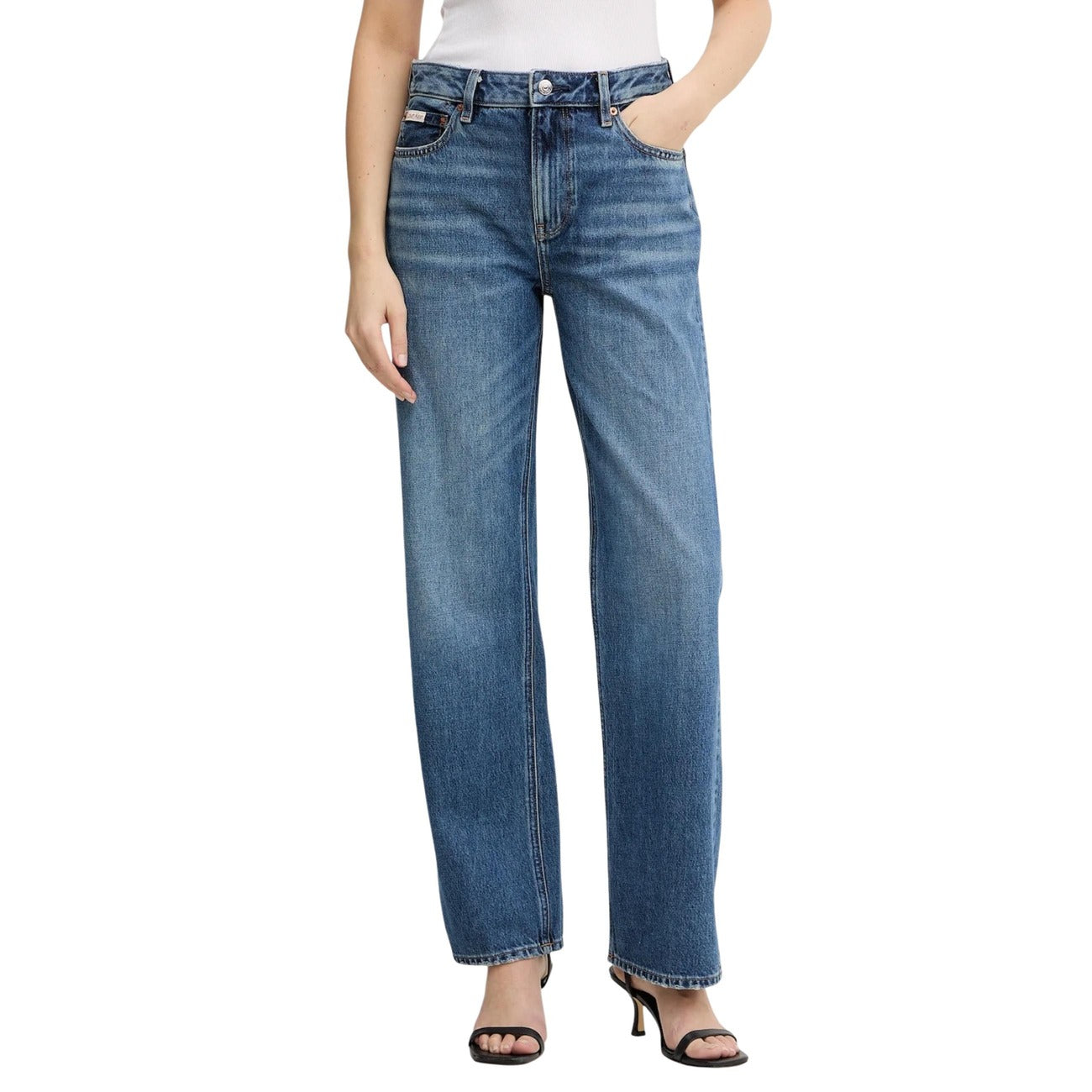 Calvin Klein Jeans Donna Azzurro Cotone Zip Bottone - AbbiMar