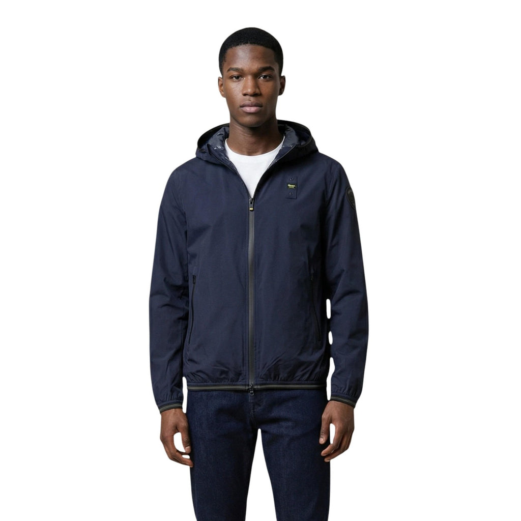 Blauer Giacca Uomo Blu Cappuccio Cerniera Tasche - AbbiMar