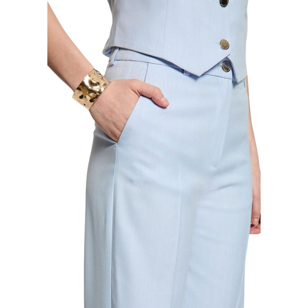 Morgan De Toi Pantaloni Donna Azzurro Gessato Zip Bottone - AbbiMar