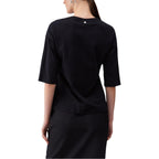 Liu Jo T-Shirt Donna Nero Strass Maniche Corte Cotone - AbbiMar