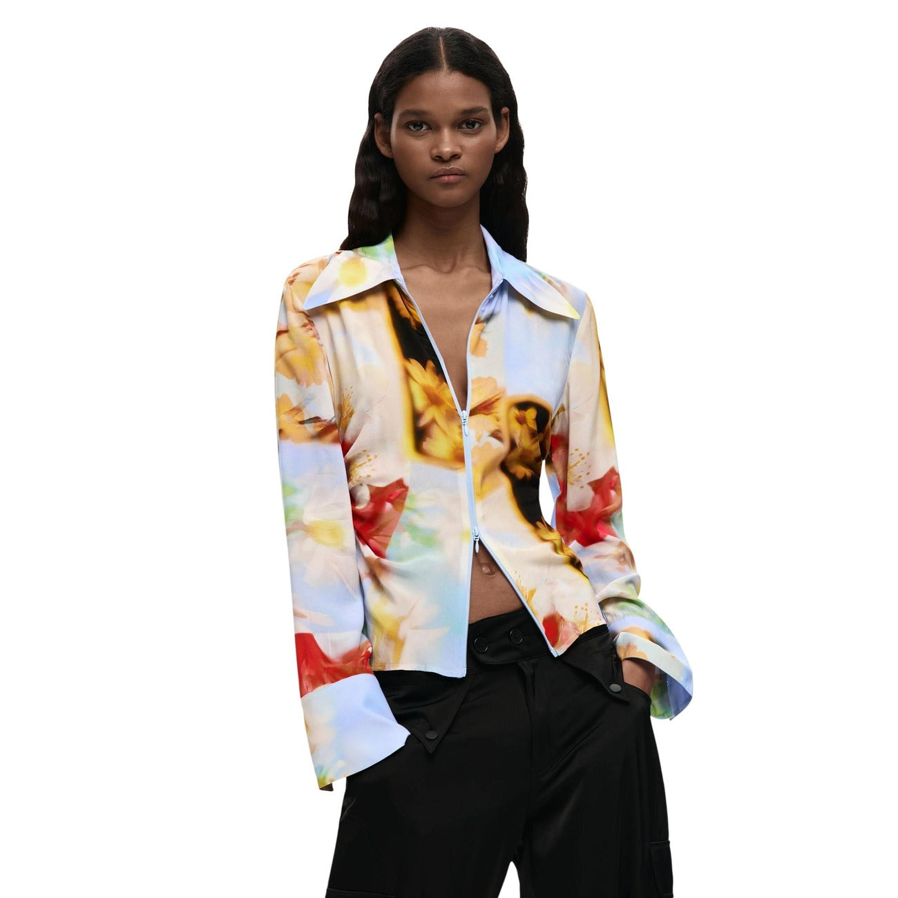 Desigual Camicia Donna Giallo Floreale Viscosa Maniche Lunghe - AbbiMar