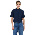 Only Camicia Donna Blu Maniche Corte Lino Viscosa - AbbiMar
