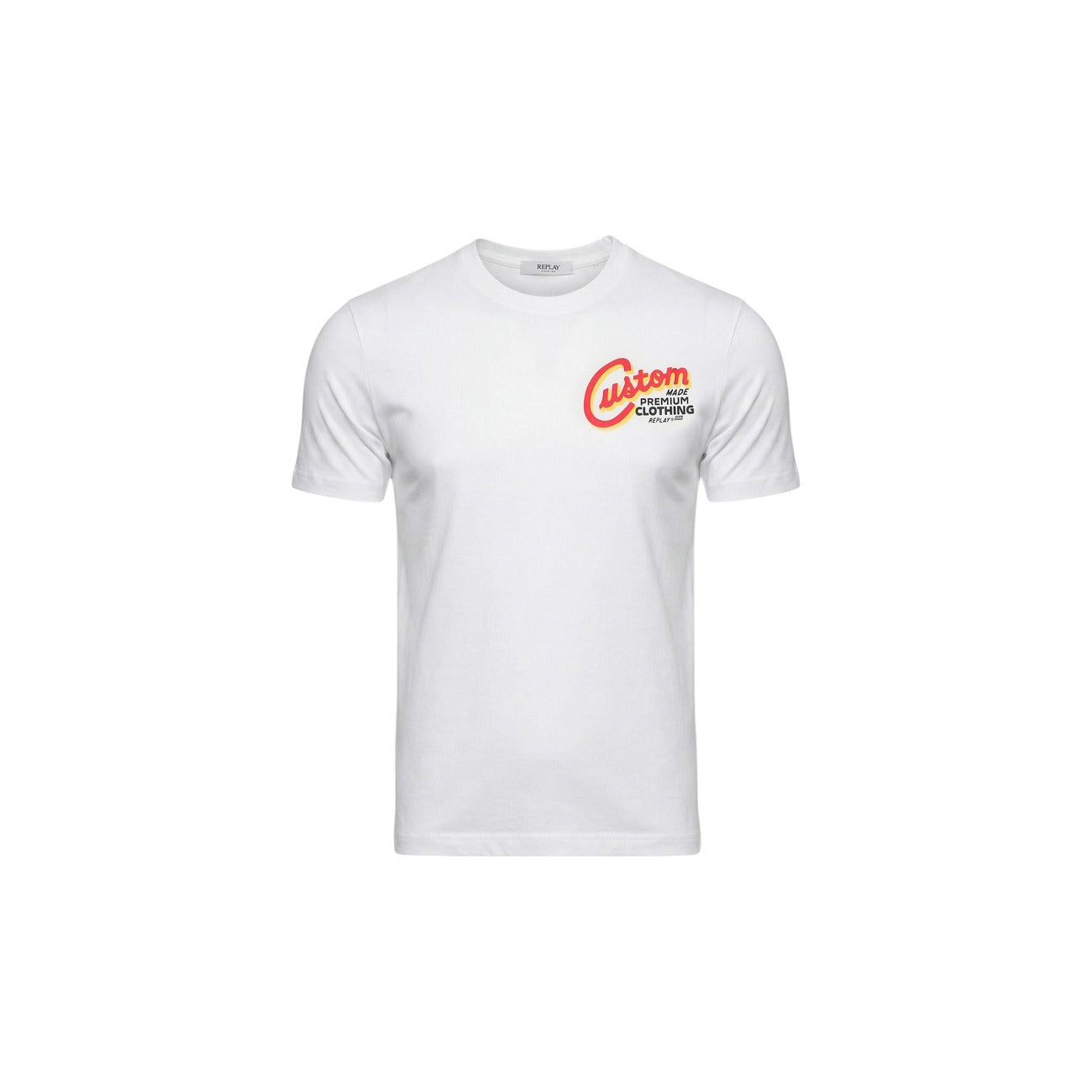 Replay T-Shirt Uomo Bianco Stampa Maniche Corte