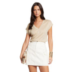Morgan De Toi Blouse Donna Beige Maniche Corte Scollo V - AbbiMar