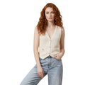 Morgan De Toi Gilet Donna Beige Cotone Smanicato Scollo V - AbbiMar
