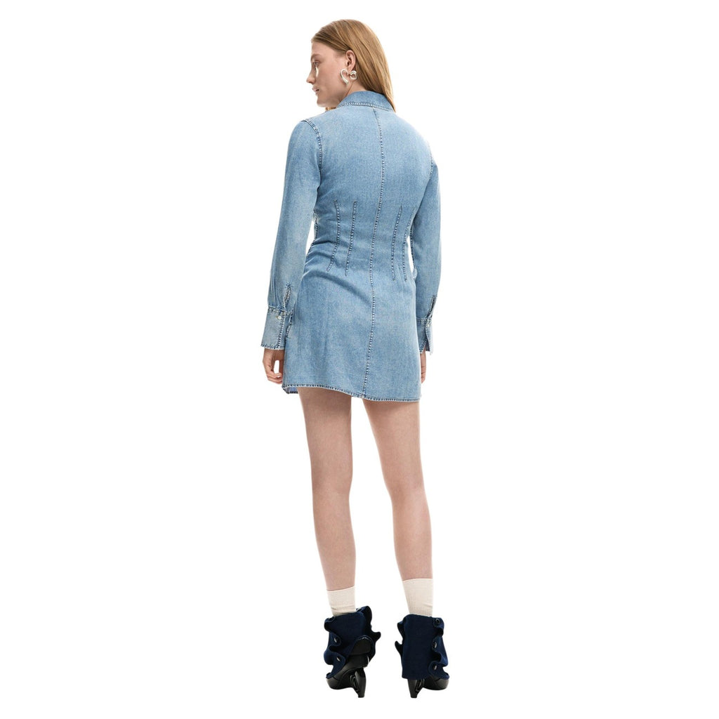 Desigual Abito Donna Azzurro Lyocell Maniche Lunghe - AbbiMar