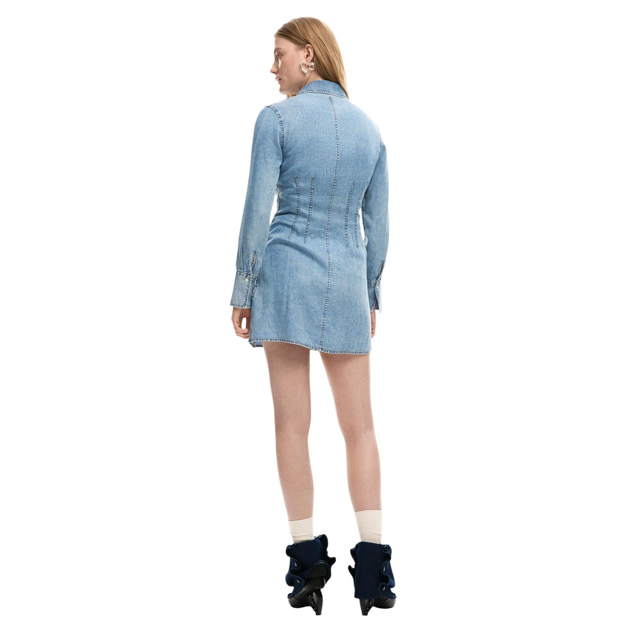 Desigual Abito Donna Azzurro Lyocell Maniche Lunghe - AbbiMar