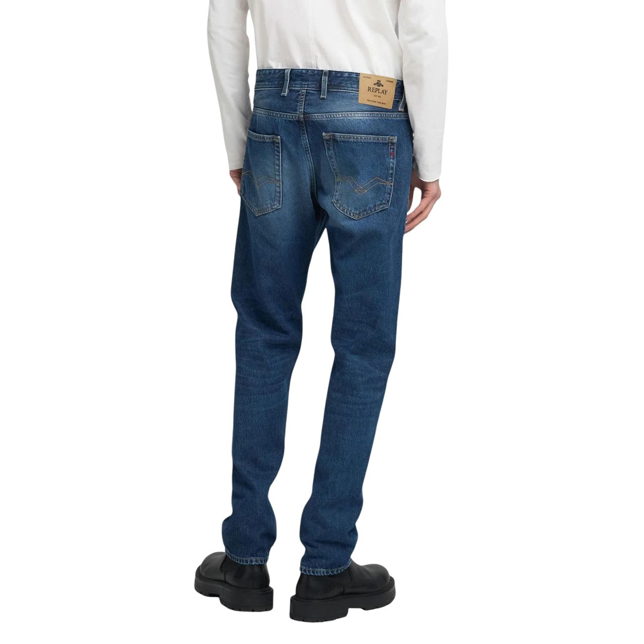 Replay Jeans Uomo Blu 100% Cotone Zip Bottone L32 - AbbiMar