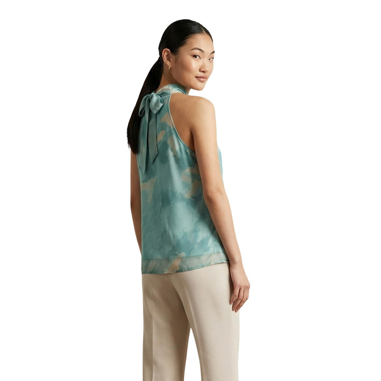 Artigli Top Donna Verde Smanicato Scollo Alto Made in Italy - AbbiMar