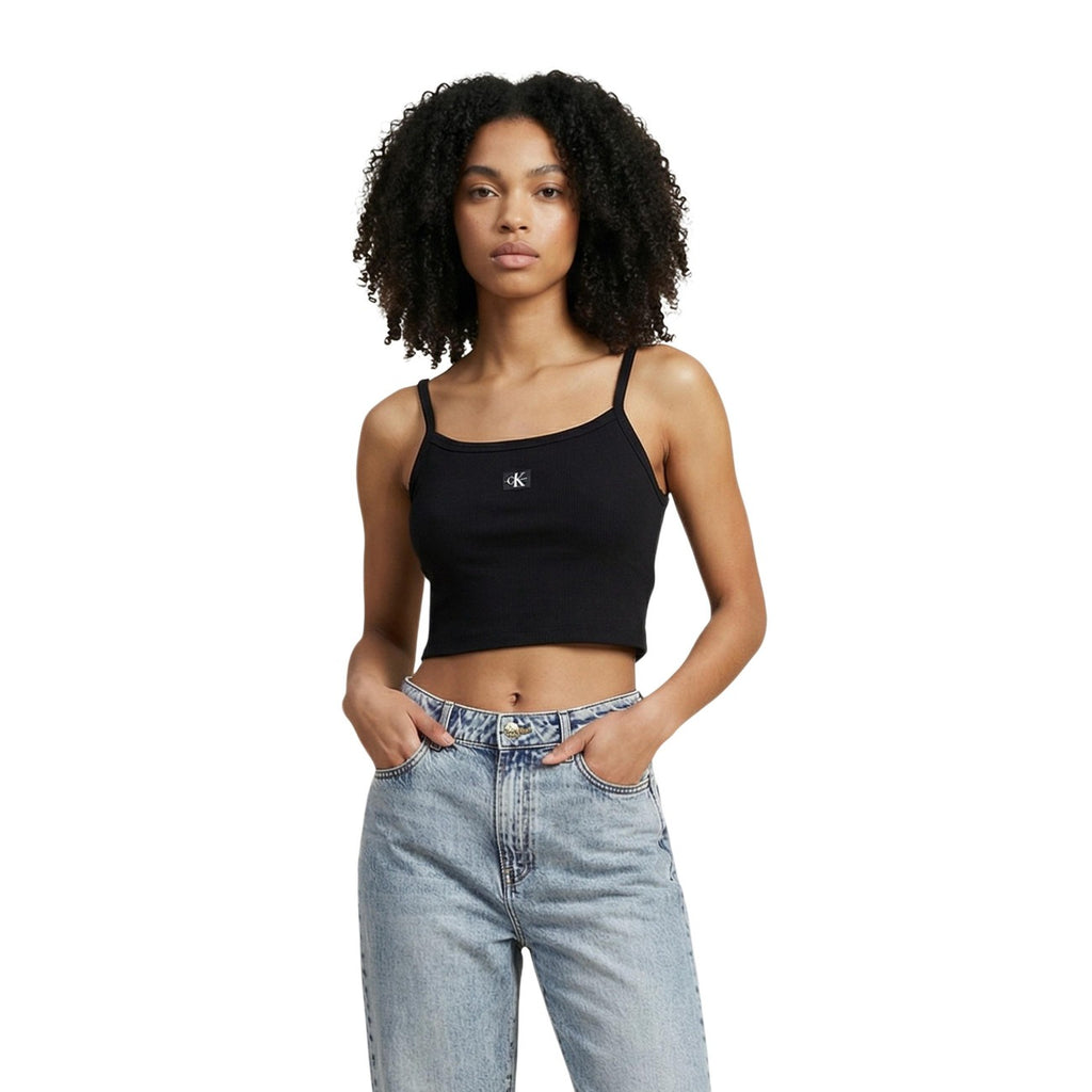 Calvin Klein Jeans Top Donna Bianco Spalline Scollo Quadrato - AbbiMar