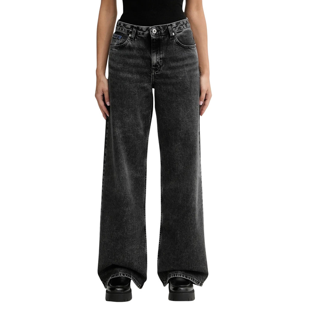 Karl Lagerfeld Jeans Donna Nero Cotone Organico Zip Bottone - AbbiMar