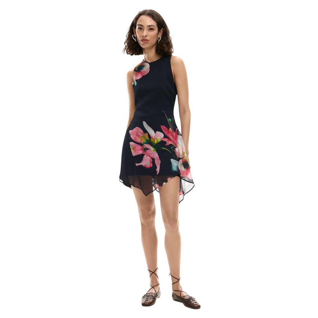 Desigual Abito Donna Nero Floreale Smanicato - AbbiMar