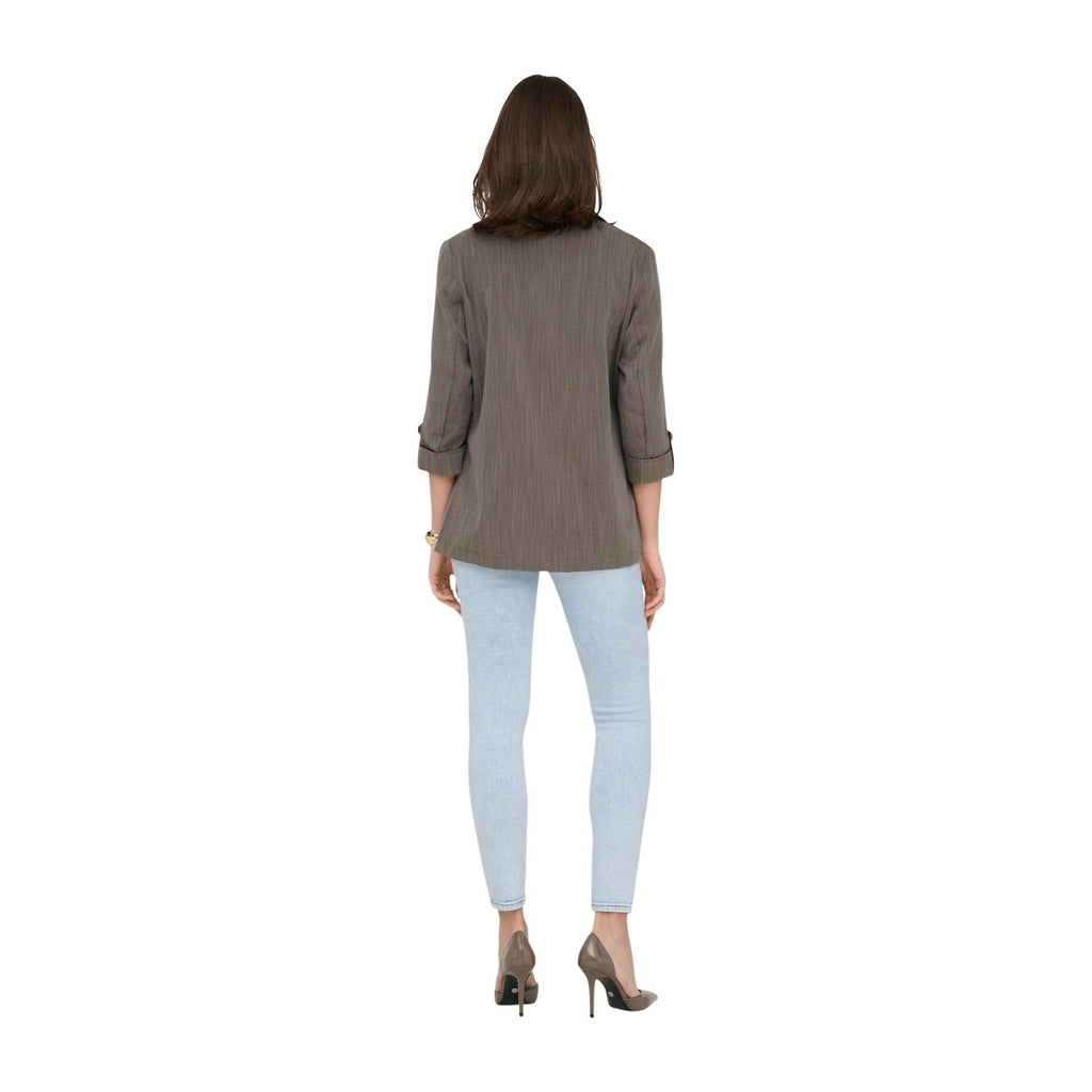 Only Giacca Donna Marrone Maniche 3/4 Bavero Tasche - AbbiMar