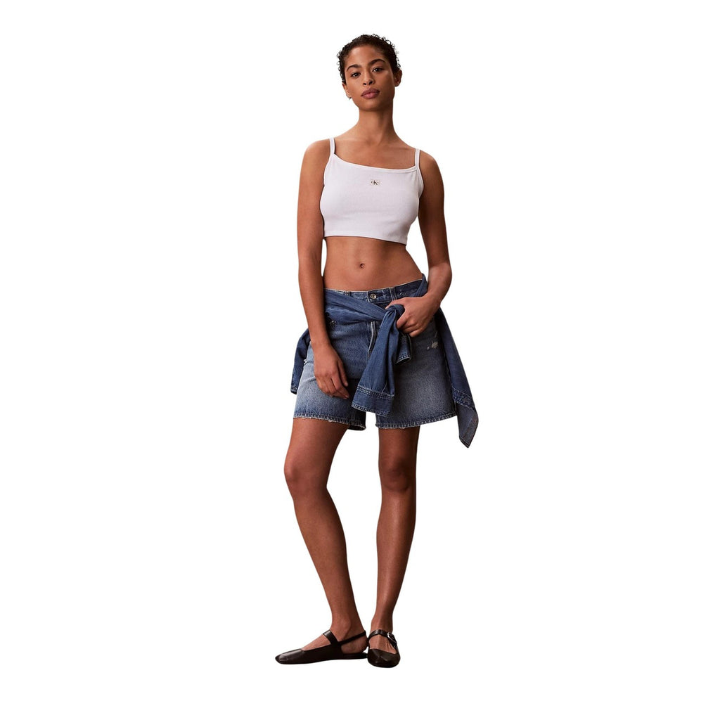 Calvin Klein Jeans Top Donna Bianco Spalline Scollo Quadrato - AbbiMar