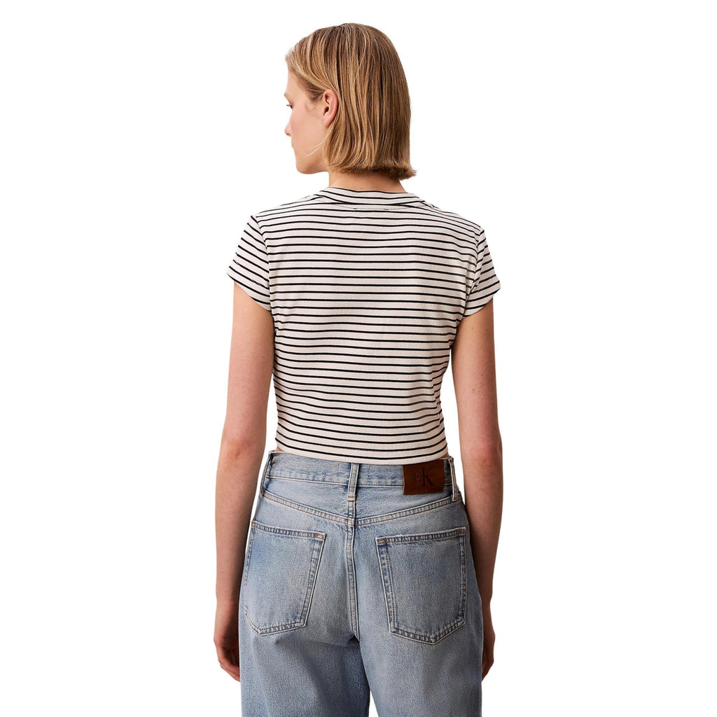 Calvin Klein Jeans Top Donna Nero Righe Maniche Corte - AbbiMar