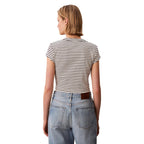 Calvin Klein Jeans Top Donna Nero Righe Maniche Corte - AbbiMar