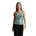 Artigli Top Donna Beige Paillettes Spalline Made in Italy - AbbiMar