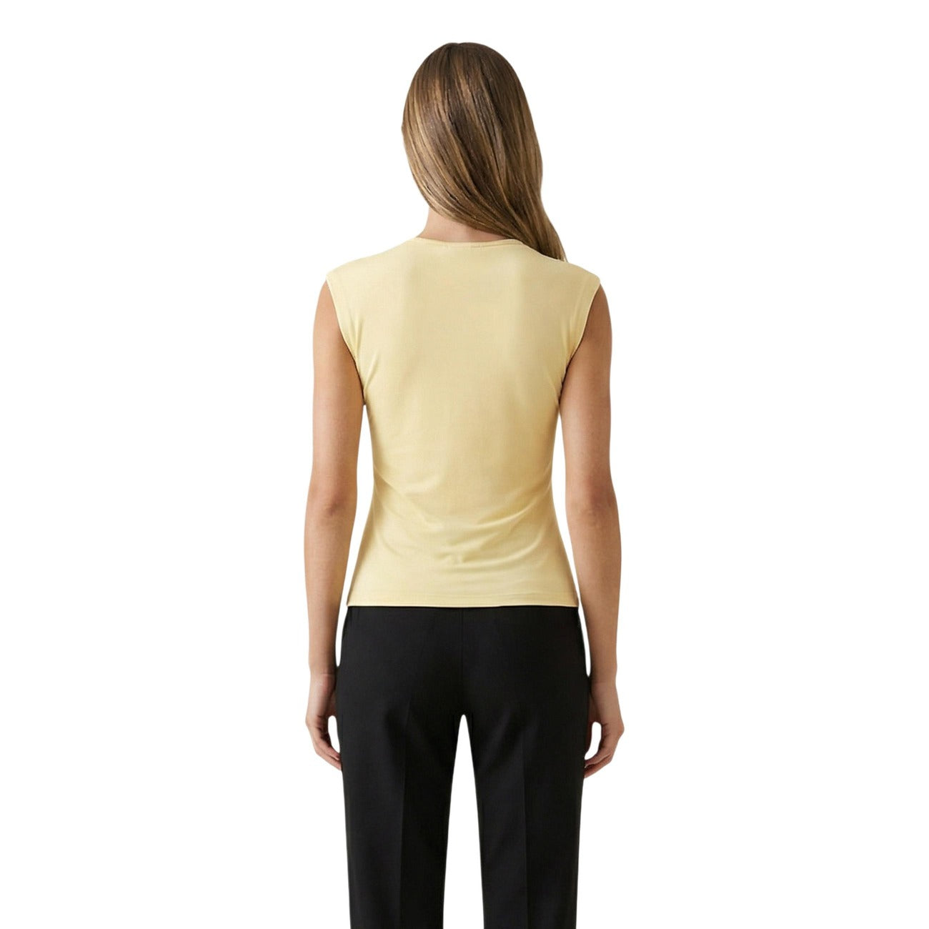 Only Top Donna Giallo Smanicato Scollo Tondo Cotone - AbbiMar