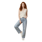 Morgan De Toi Gilet Donna Beige Cotone Smanicato Scollo V - AbbiMar