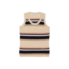 Artigli Top Donna Beige Righe Lurex Smanicato - AbbiMar
