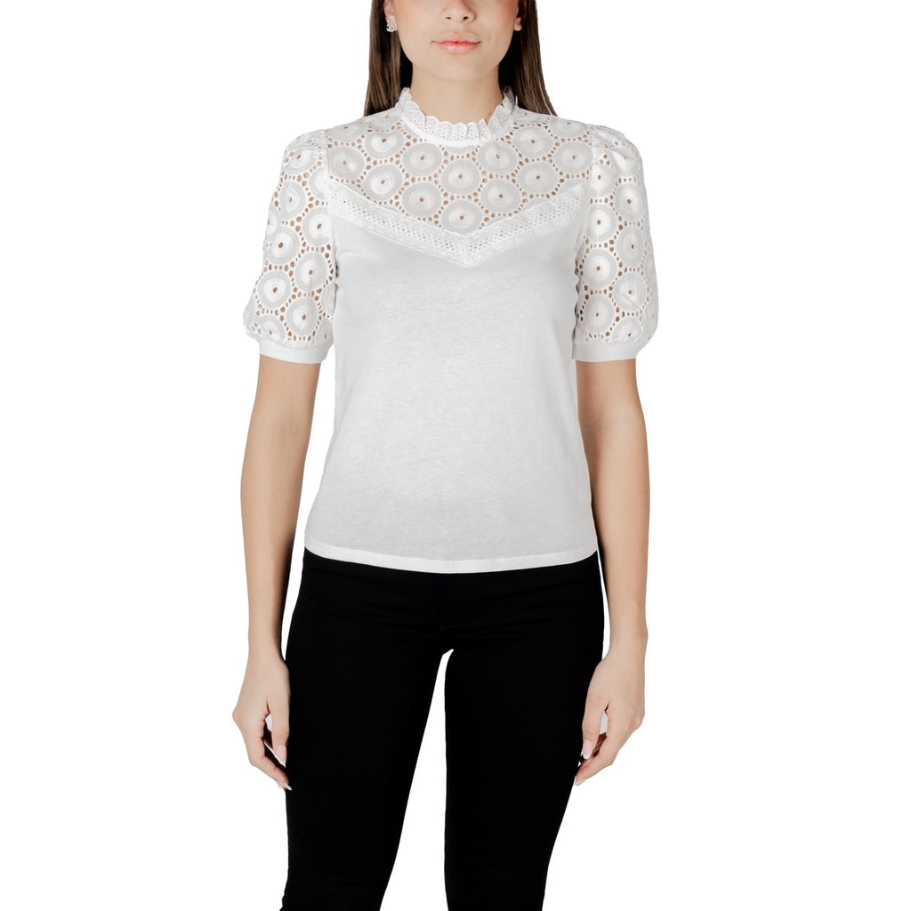 Morgan De Toi Blouse Donna Bianco Cotone Scollo Alto - AbbiMar