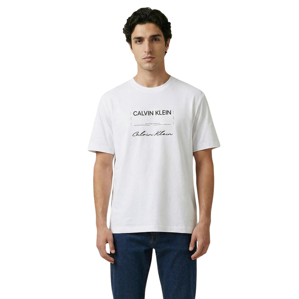Calvin Klein Jeans T-Shirt Uomo Bianco Stampa Maniche Corte - AbbiMar