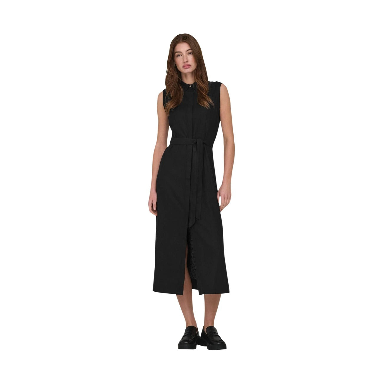 Only Abito Donna Blu Smanicato Lino con Cintura - AbbiMar