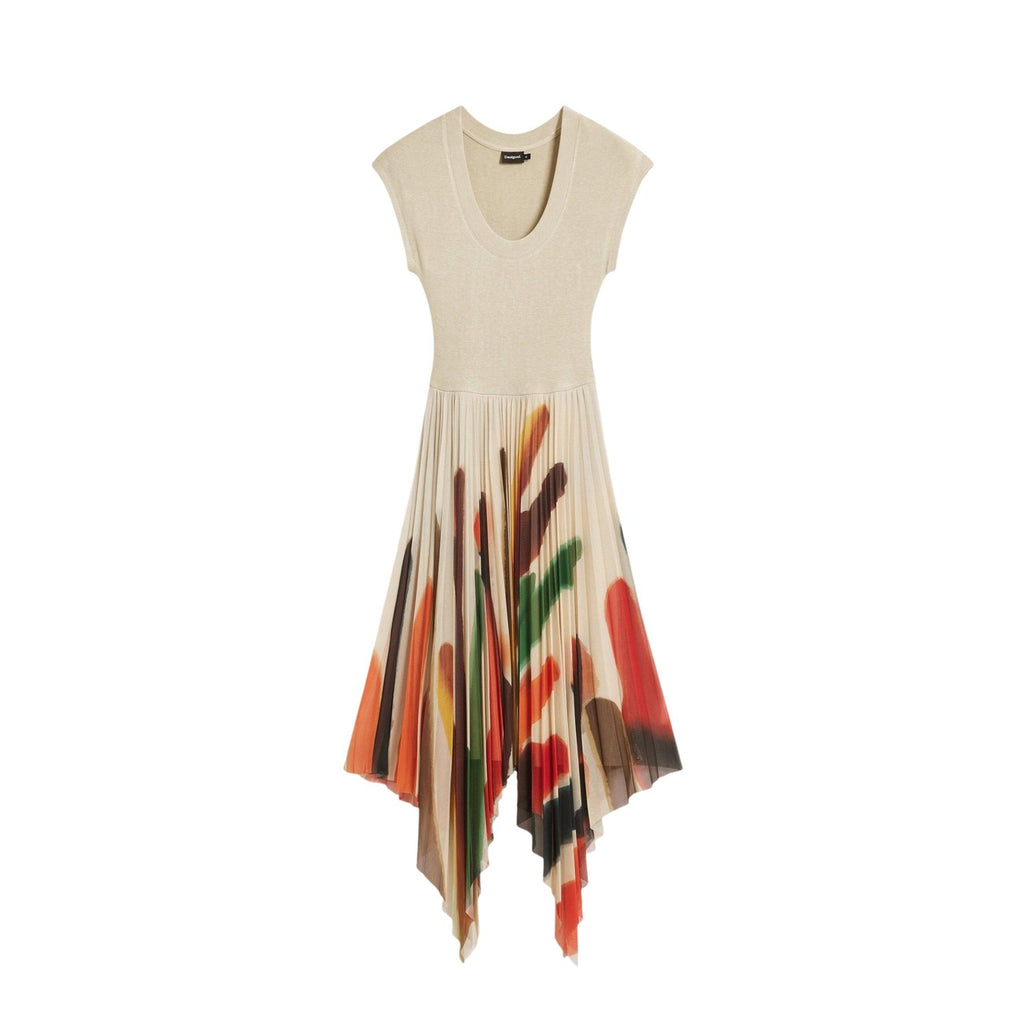 Desigual Abito Donna Beige Stampa Maniche Corte - AbbiMar