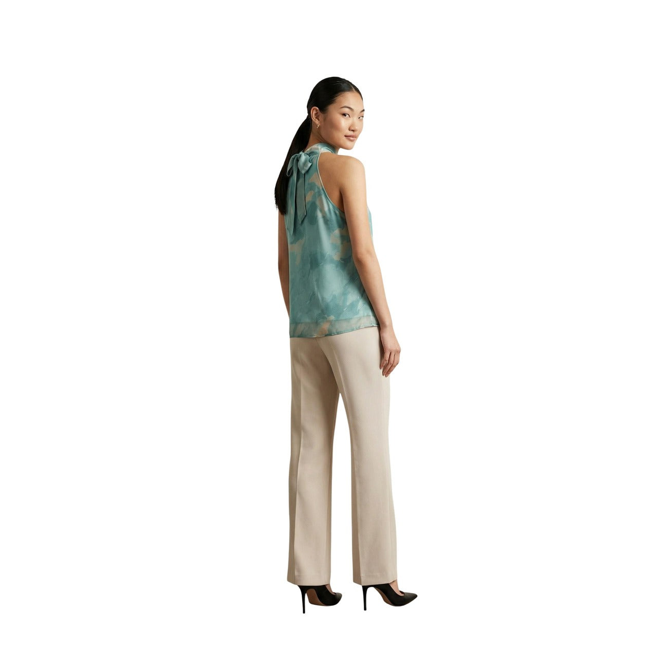 Artigli Top Donna Verde Smanicato Scollo Alto Made in Italy - AbbiMar