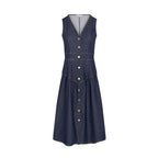 Morgan De Toi Abito Donna Blu Smanicato Bottoni Scollo V - AbbiMar