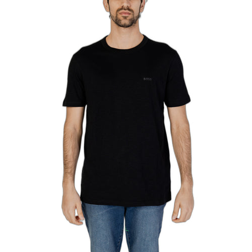 Boss T-Shirt Uomo Nero Stampa Maniche Corte Cotone - AbbiMar