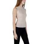 Guess Canotta Donna Beige Smanicato Scollo Tondo - AbbiMar