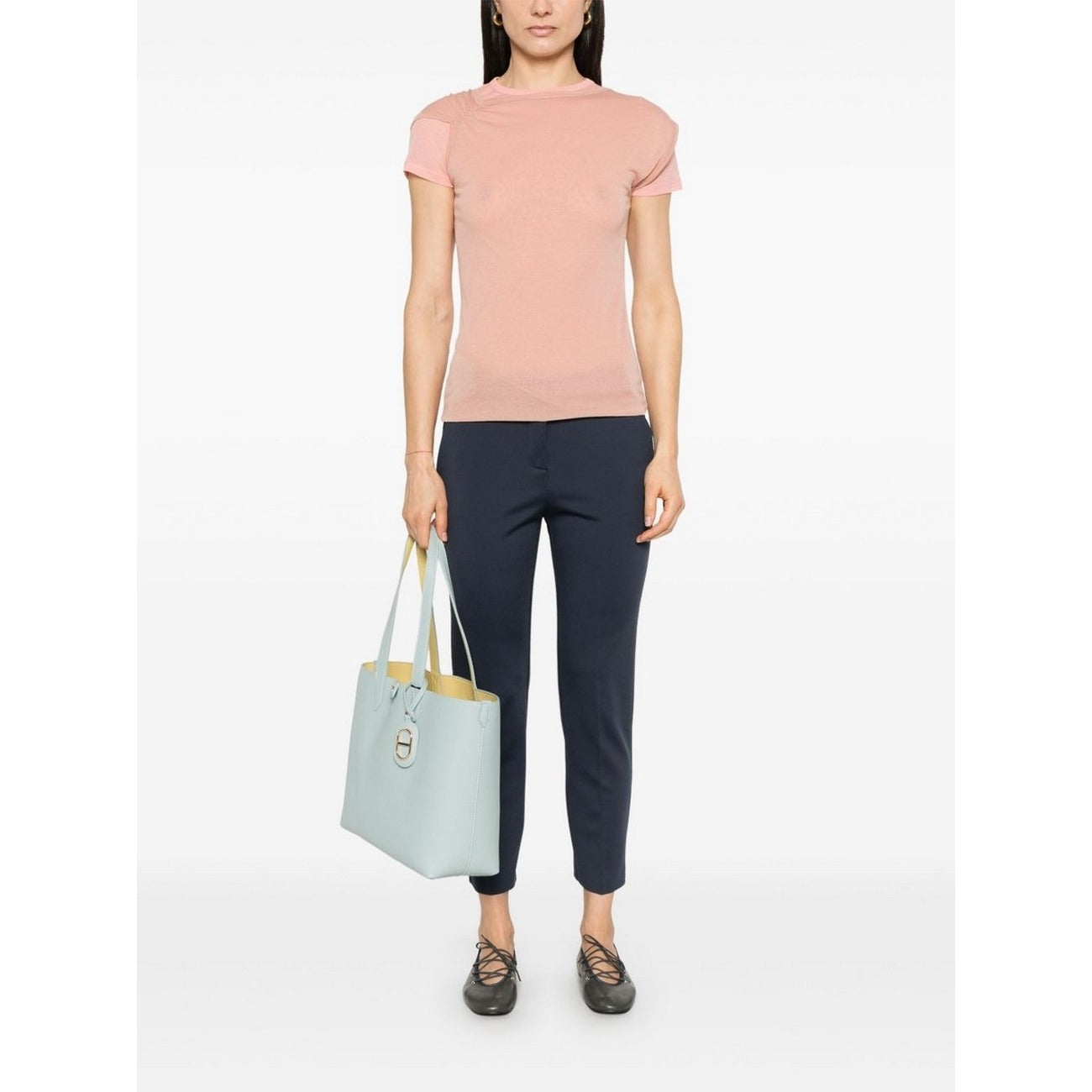 Pinko Pantaloni Donna Blu Viscosa Nylon Elastan