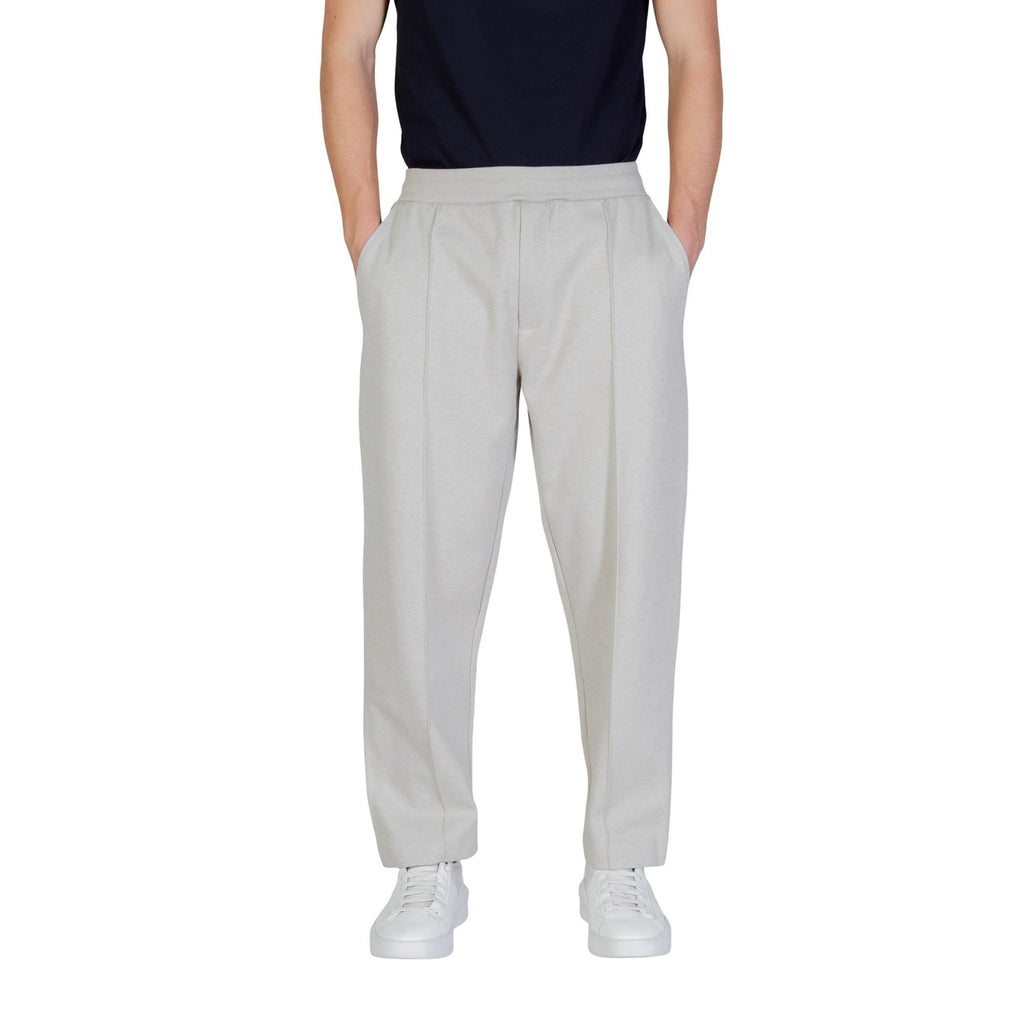 Boss Pantaloni Uomo Grigio Cotone Lacci Tasche - AbbiMar